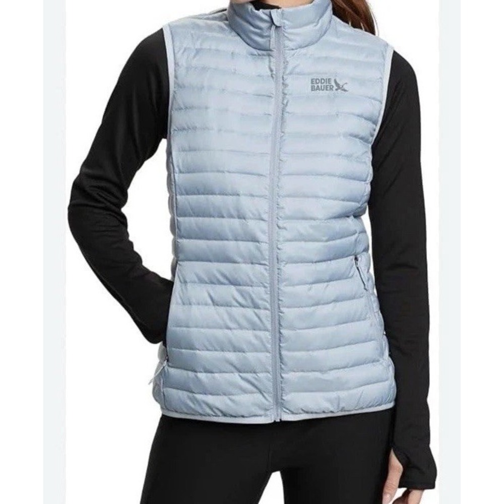EDDIE BAUER MICROLIGHT DOWN VEST WOMEN 650 Large Blue